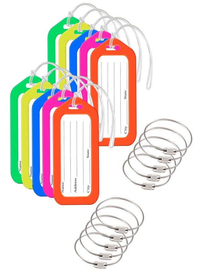 Kidultz (Set of 10) Luggage Tags Multicolour, Smart Tags for Travel suitcases for Identification of Bags Available with Silicon Band and Stainless Steel Connecting Wire - Image 1